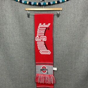OSU Ohio State University Knit Scarf Red Black Gray and White Approx 66”